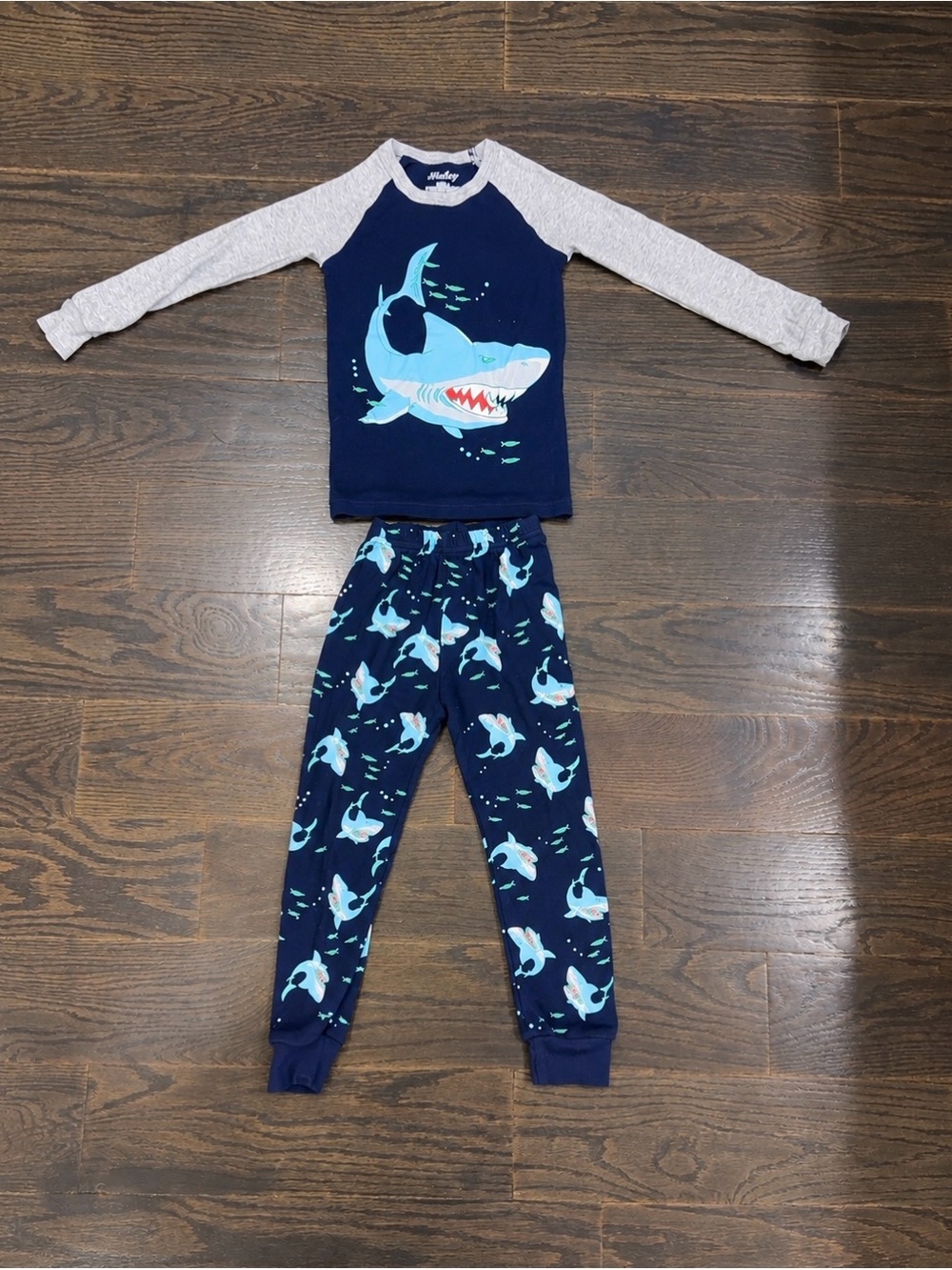 Kids Shark Pajama Set - Navy and Gray